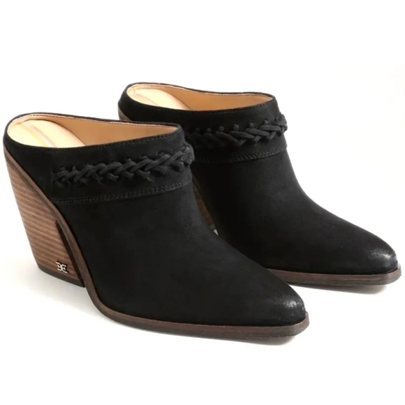 NEW Sam Edelman Alison Leather Heels Mule Shoes sz 7.5 - Picture 1 of 15